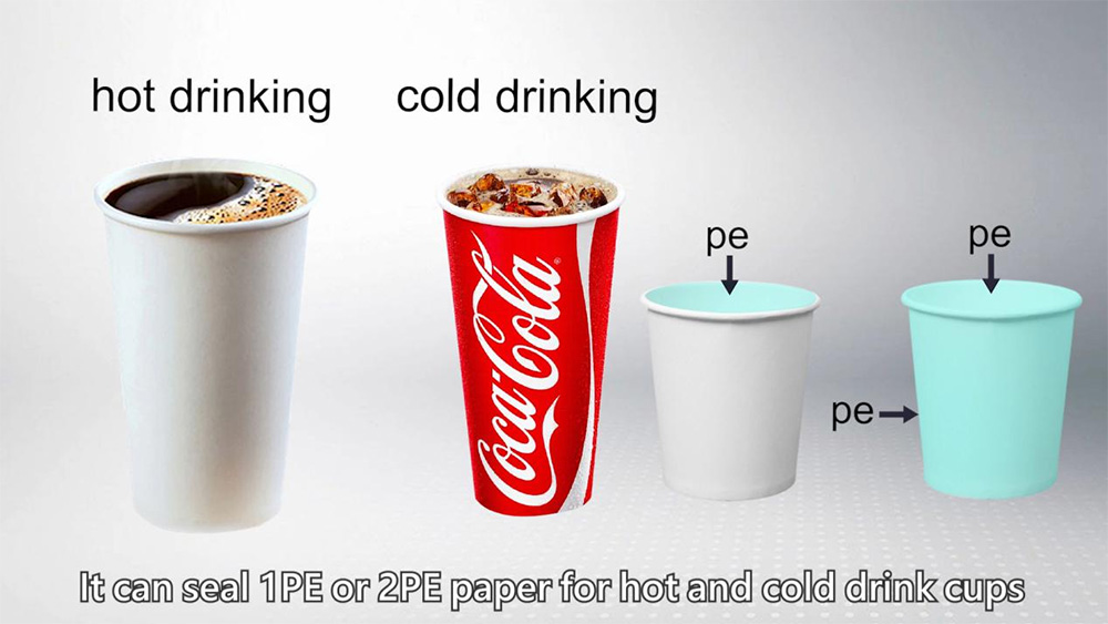 It can seal 1PE or 2PE paper for hot and cold drink Cups